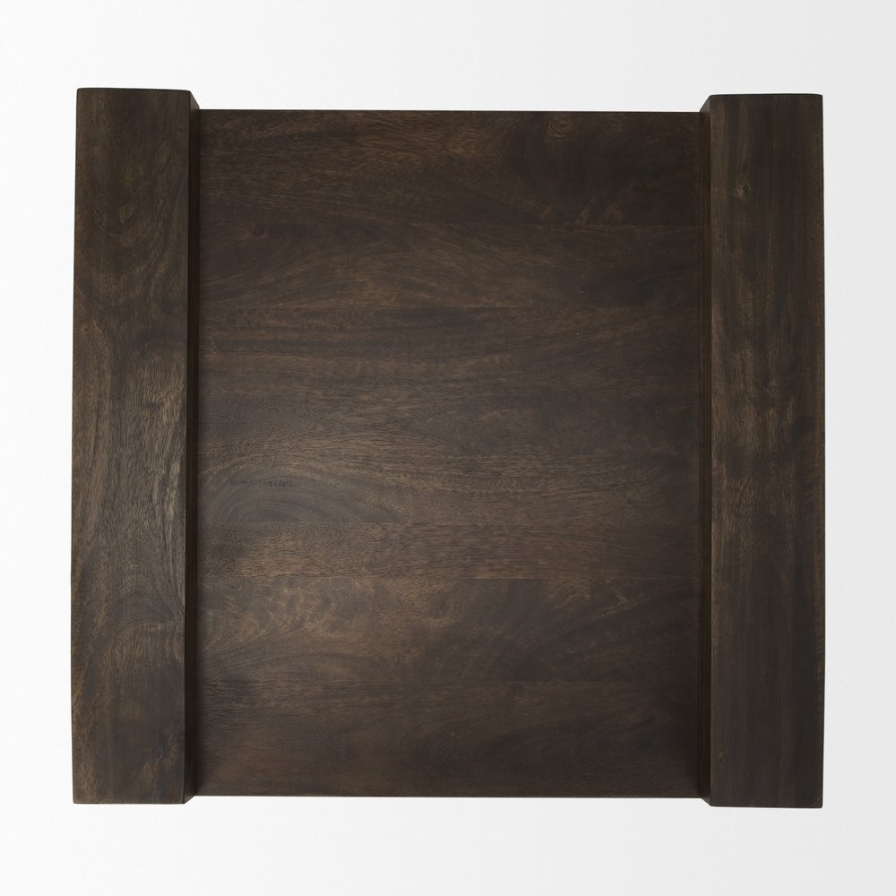 Espresso and Brown Solid Wood and Wood Tray Table - 22-inch