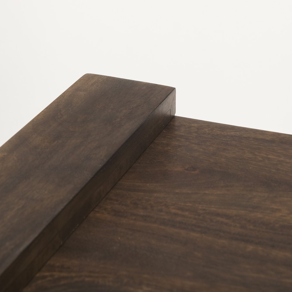 Espresso and Brown Solid Wood and Wood Tray Table - 22-inch
