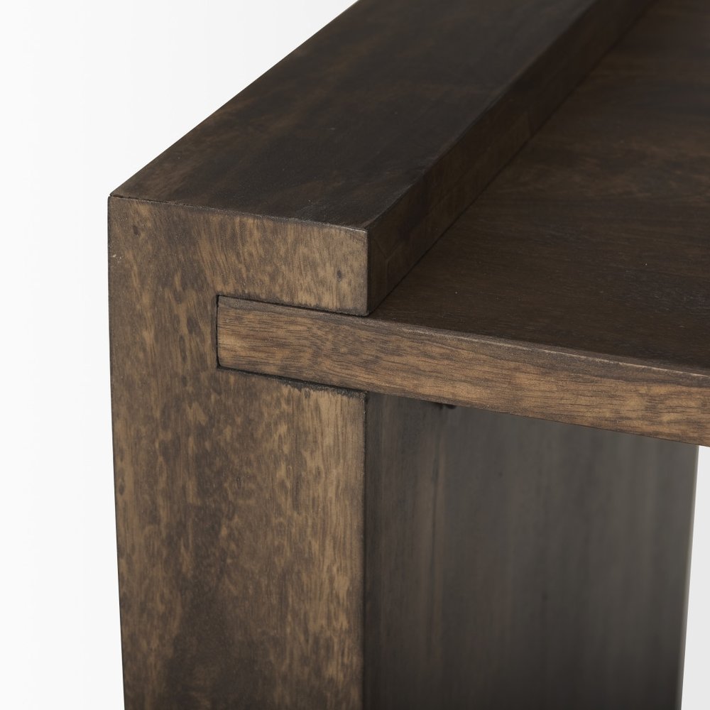 Espresso and Brown Solid Wood and Wood Tray Table - 22-inch
