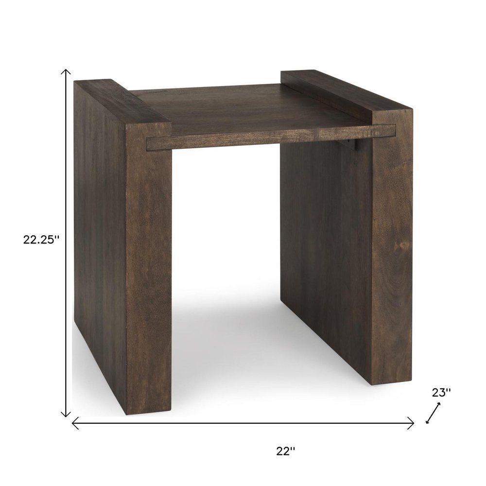 Espresso and Brown Solid Wood and Wood Tray Table - 22-inch