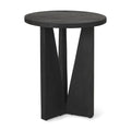 Black Solid Wood and Wood Tray Table - 18-inch