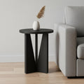 Black Solid Wood and Wood Tray Table - 18-inch