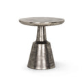 Silver Distressed Iron Round Pedestal End Table - 21-inch
