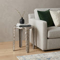 Silver Distressed Aluminum Round End Table - 21-inch