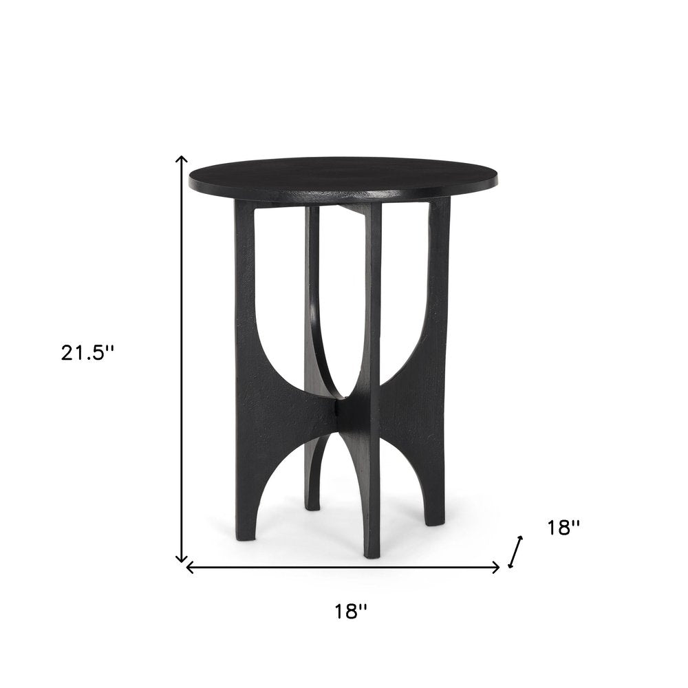 Black Iron and Metal Tray Table - 18-inch