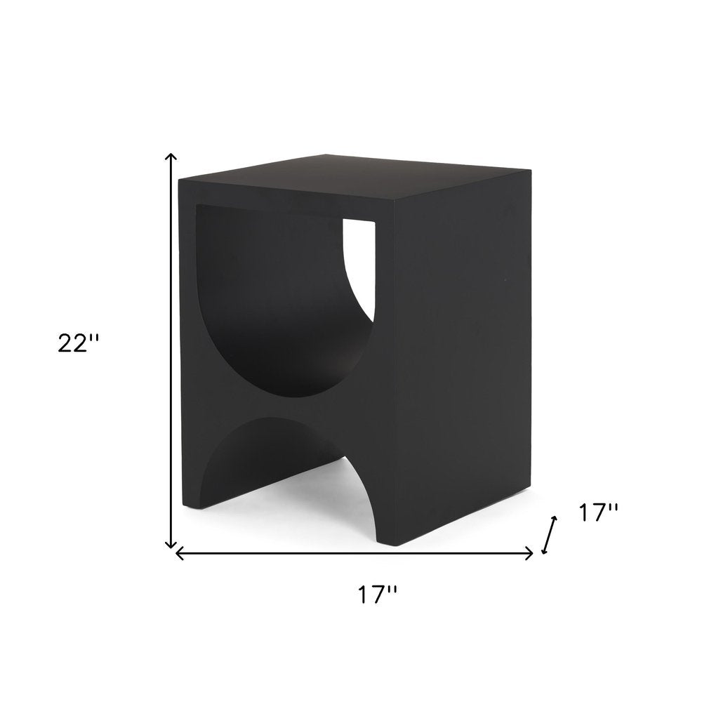 Black Iron Square Sled End Table - 22-inch