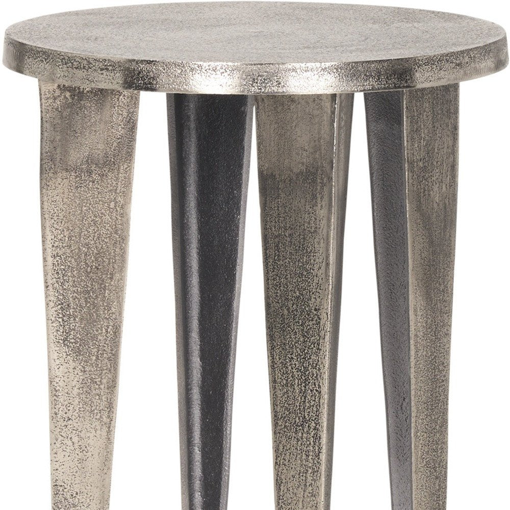 Silver Distressed Aluminum Round End Table - 21-inch