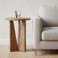 Natural Distressed Solid Wood Round End Table - 22-inch