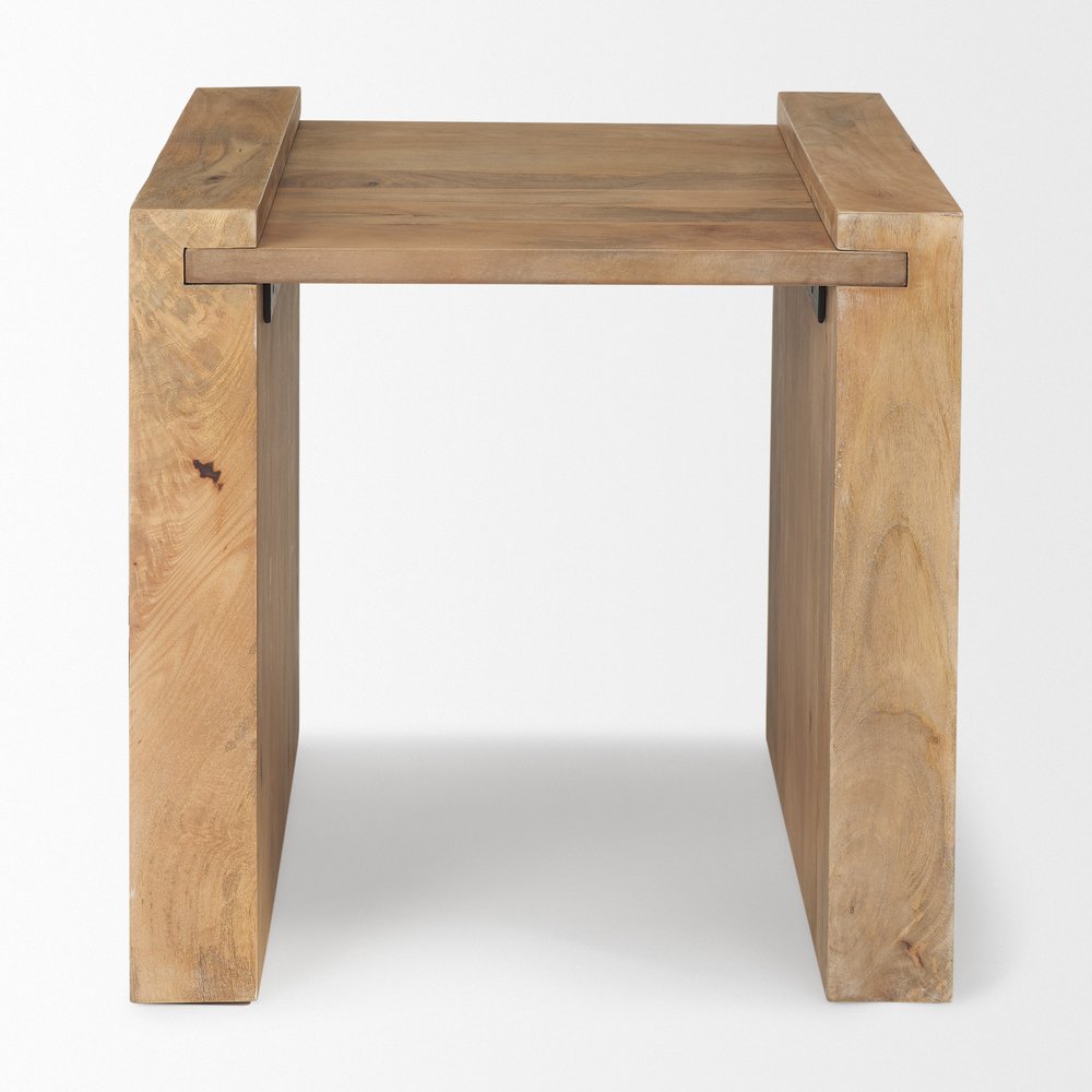 Natural Distressed Solid Wood Sled End Table - 23-inch