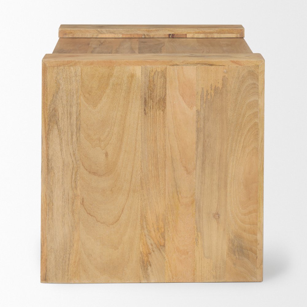 Natural Distressed Solid Wood Sled End Table - 23-inch