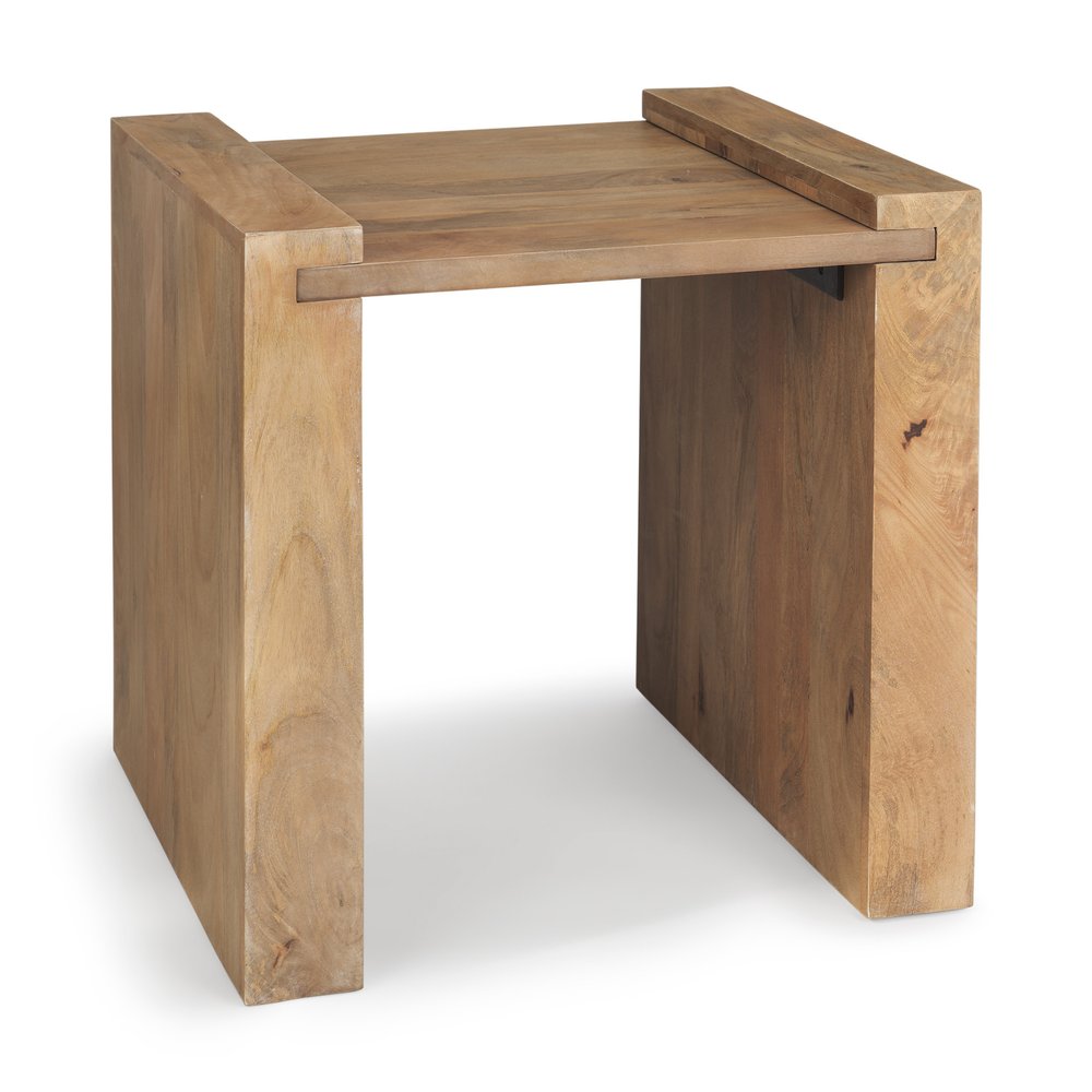 Natural Distressed Solid Wood Sled End Table - 23-inch