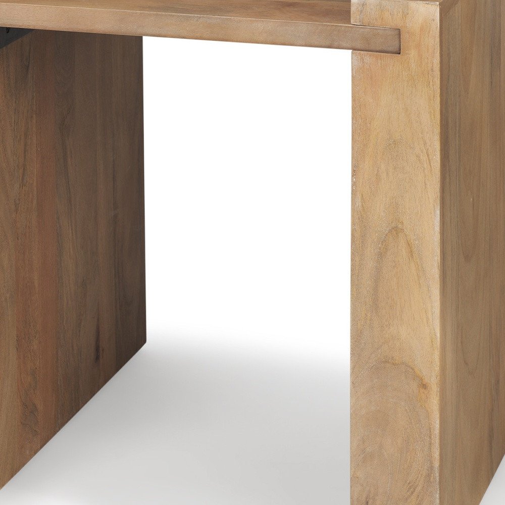 Natural Distressed Solid Wood Sled End Table - 23-inch