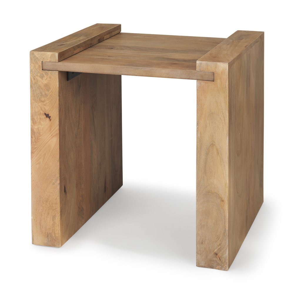 Natural Distressed Solid Wood Sled End Table - 23-inch