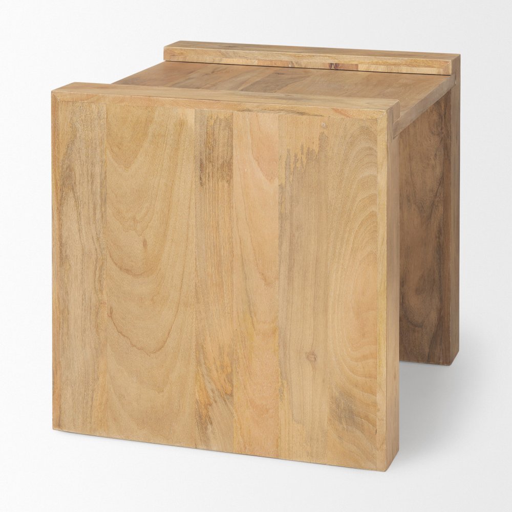 Natural Distressed Solid Wood Sled End Table - 23-inch