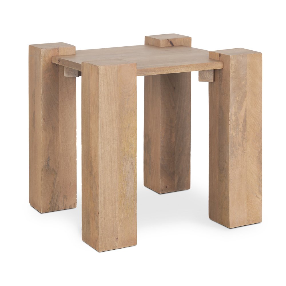 Natural Distressed Solid Wood Square End Table - 22-inch