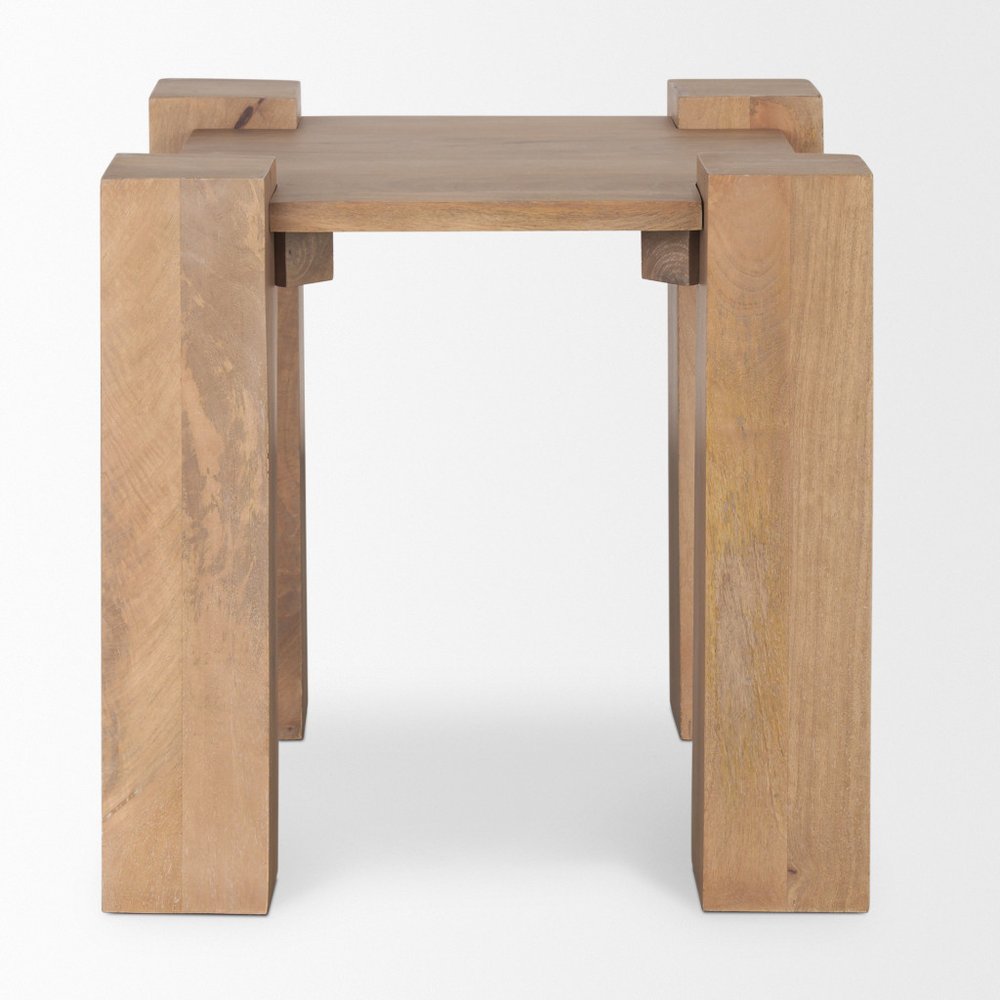 Natural Distressed Solid Wood Square End Table - 22-inch