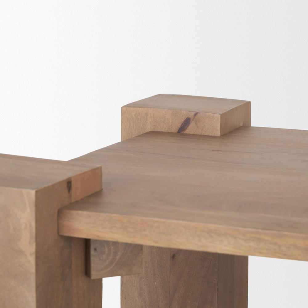 Natural Distressed Solid Wood Square End Table - 22-inch