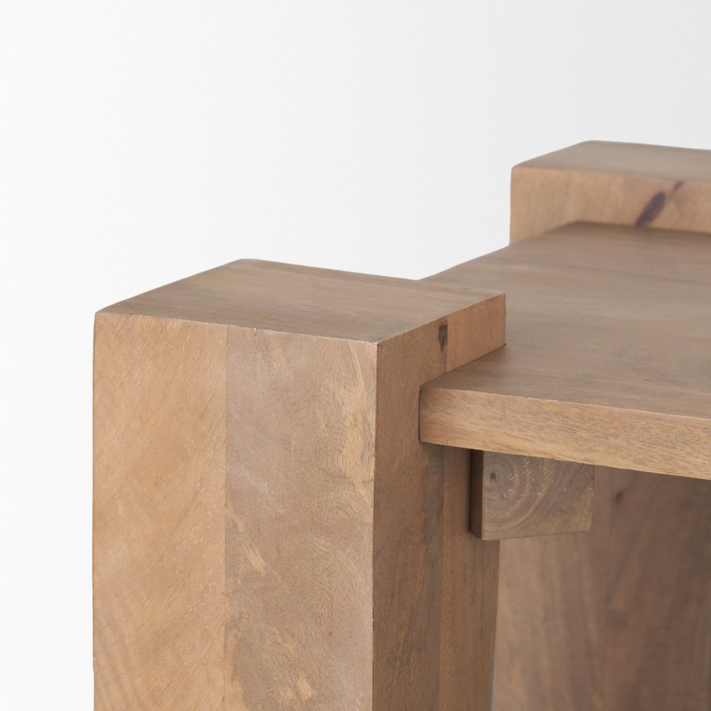 Natural Distressed Solid Wood Square End Table - 22-inch