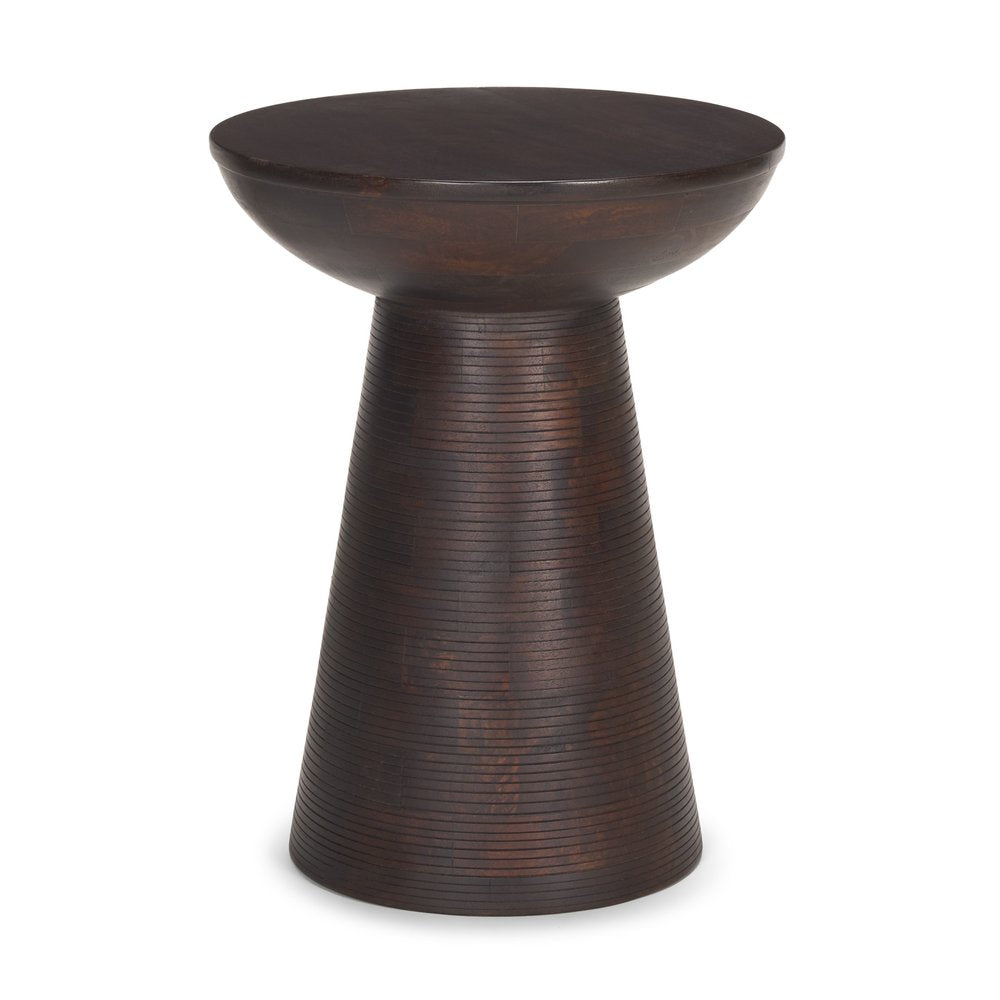 Redwood Solid Wood Round Pedestal End Table - 21-inch