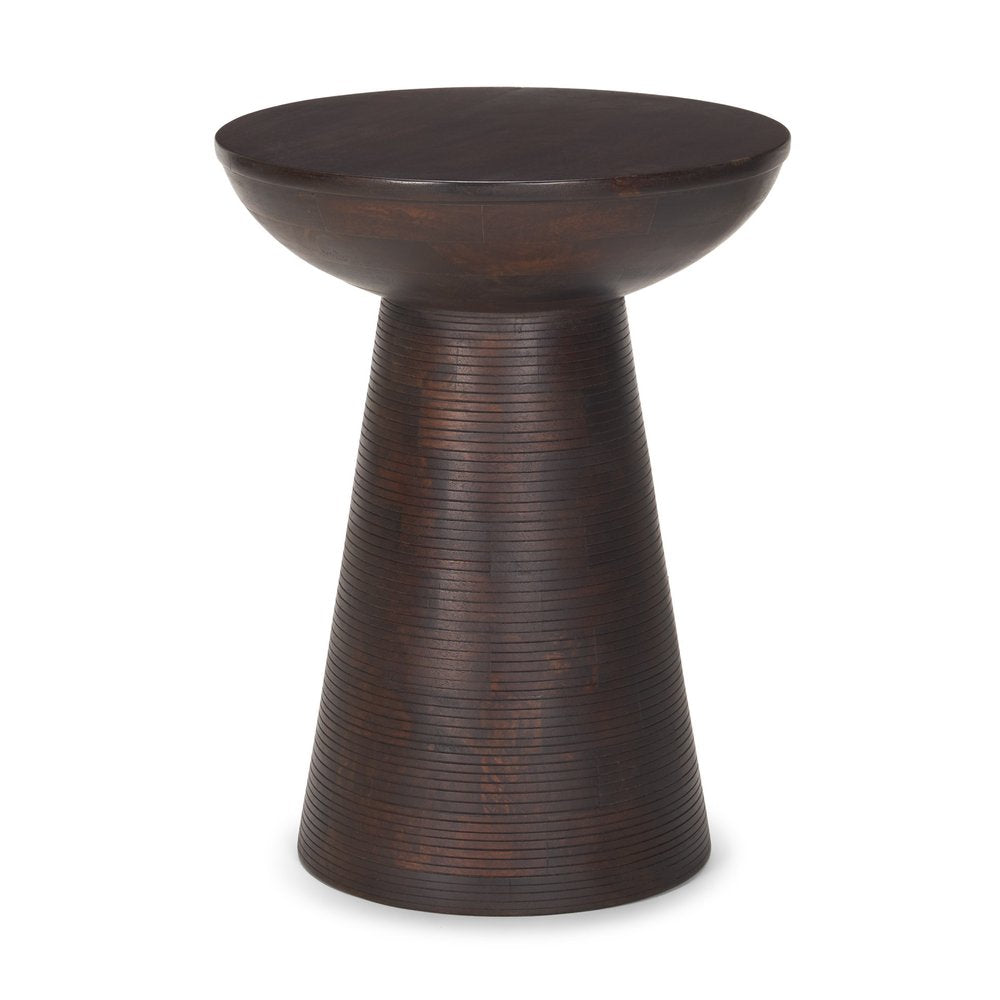 Redwood Solid Wood Round Pedestal End Table - 21-inch