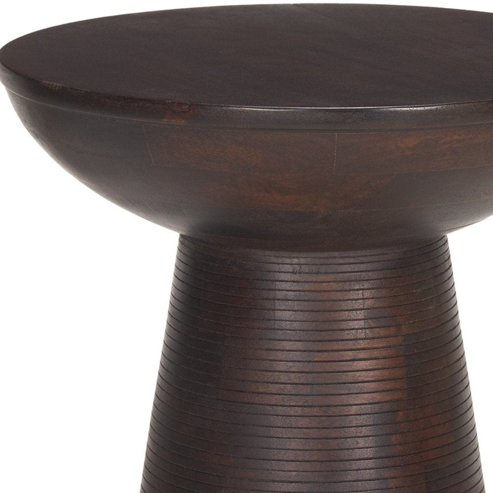 Redwood Solid Wood Round Pedestal End Table - 21-inch