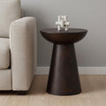 Redwood Solid Wood Round Pedestal End Table - 21-inch