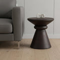 Dark Brown Solid Wood Round Pedestal End Table - 18-inch