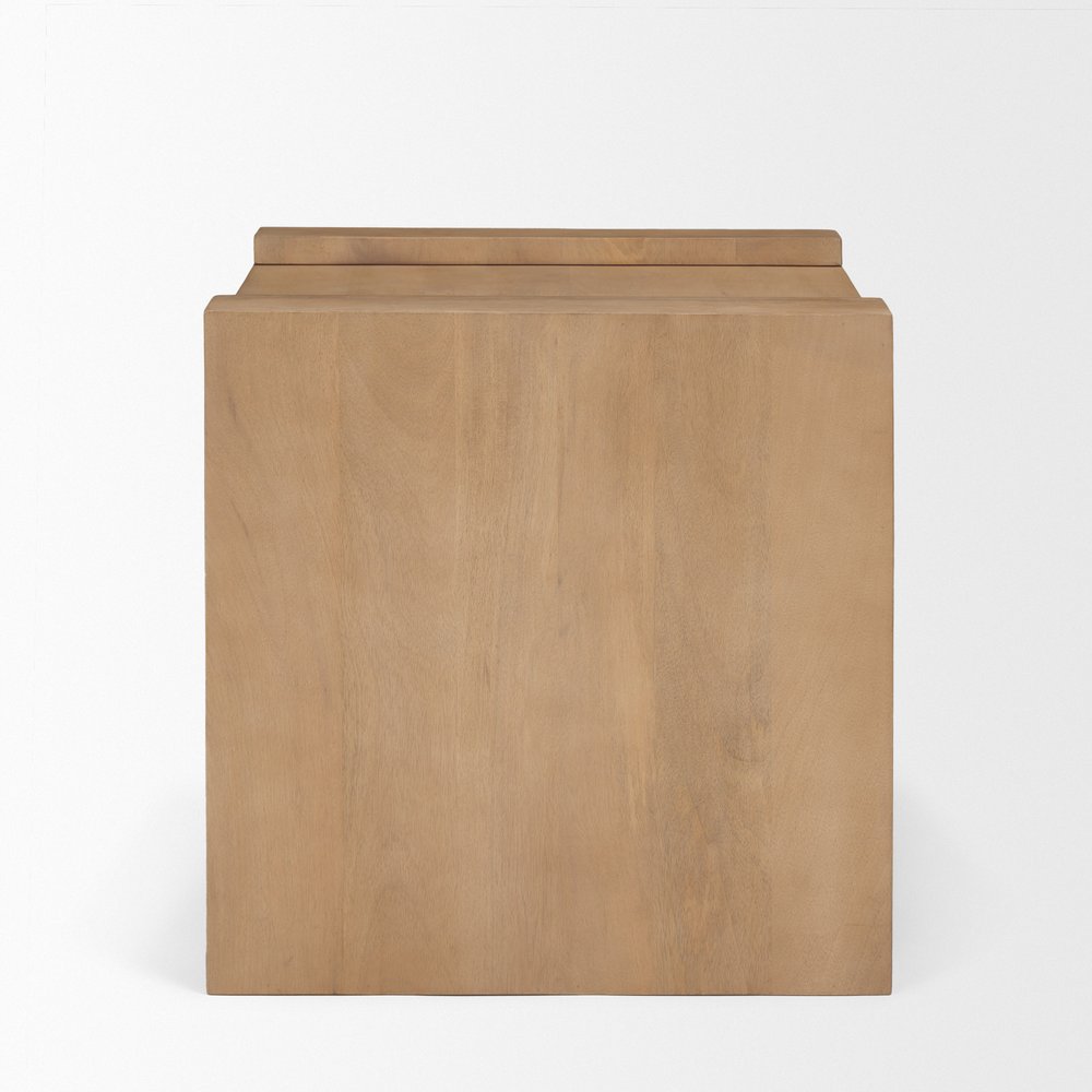 Natural Solid Wood Square Sled End Table - 22-inch