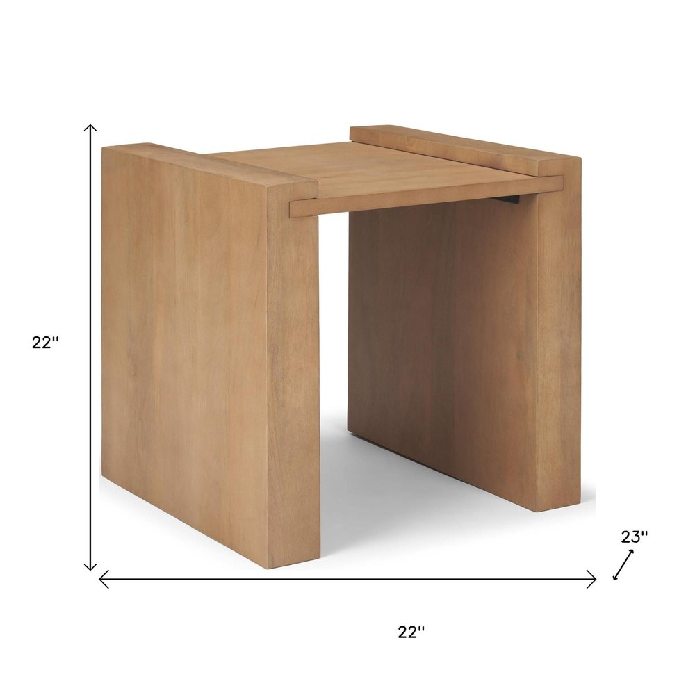 Natural Solid Wood Square Sled End Table - 22-inch