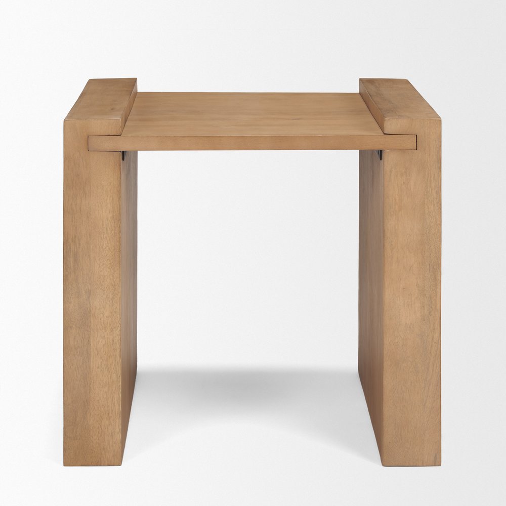 Natural Solid Wood Square Sled End Table - 22-inch