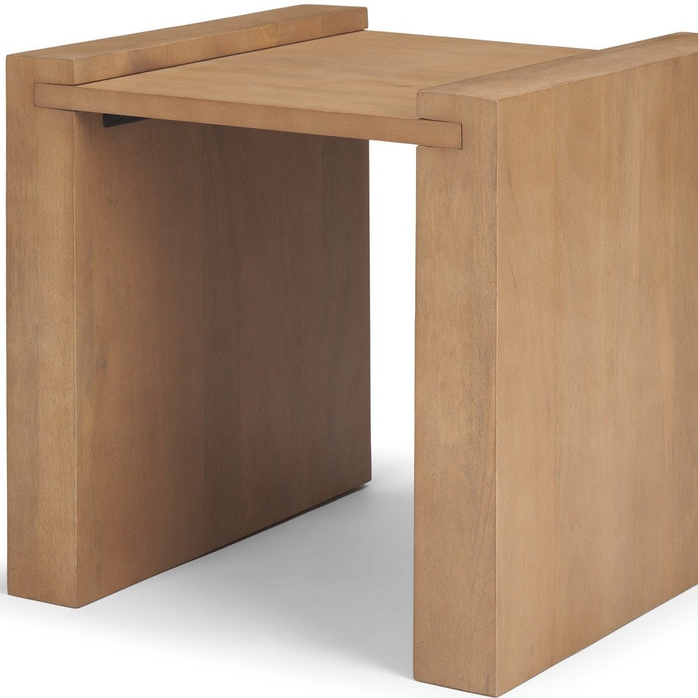 Natural Solid Wood Square Sled End Table - 22-inch