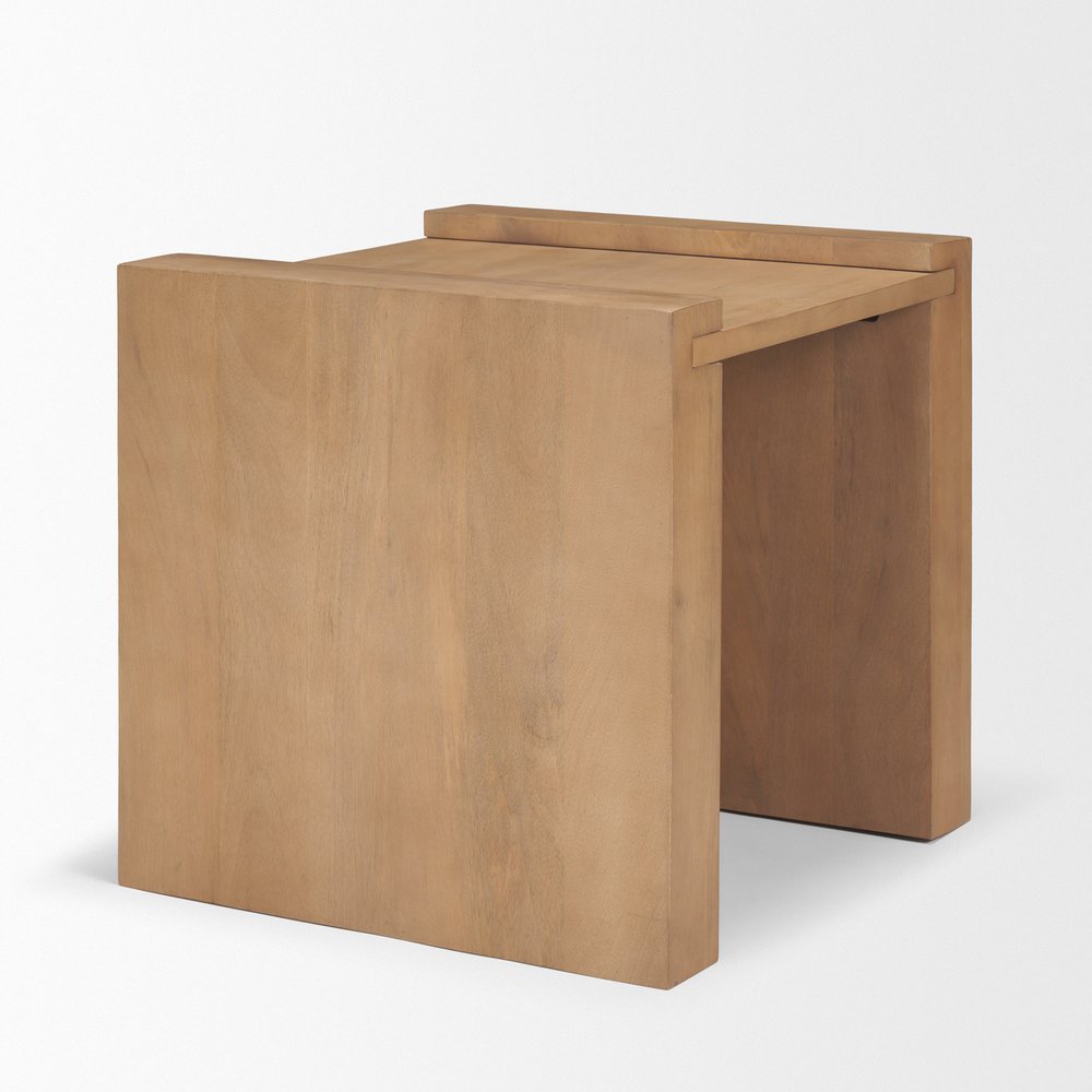 Natural Solid Wood Square Sled End Table - 22-inch