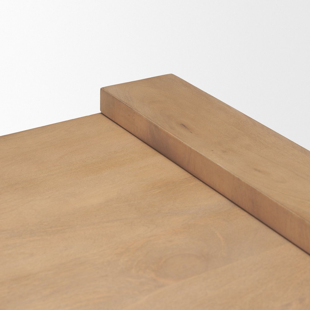 Natural Solid Wood Square Sled End Table - 22-inch