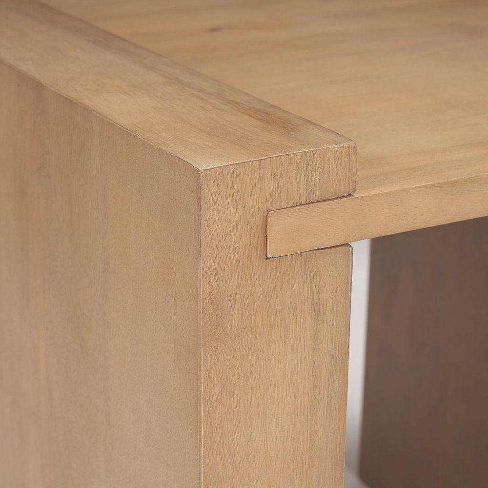 Natural Solid Wood Square Sled End Table - 22-inch