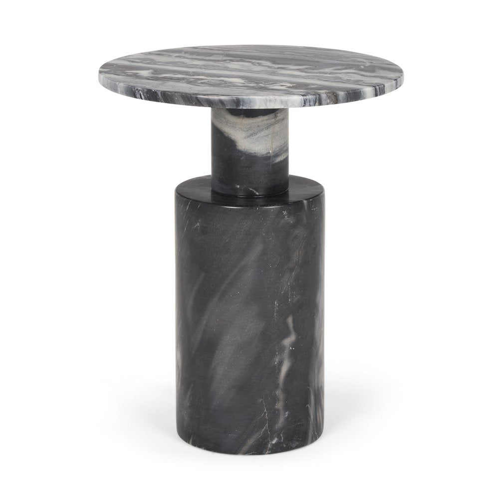 Gray Stone and Wood Tray Table - 16-inch