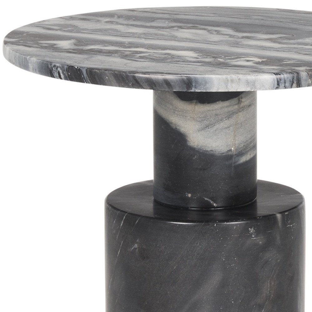 Gray Stone and Wood Tray Table - 16-inch