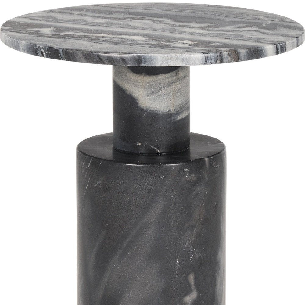 Gray Stone and Wood Tray Table - 16-inch