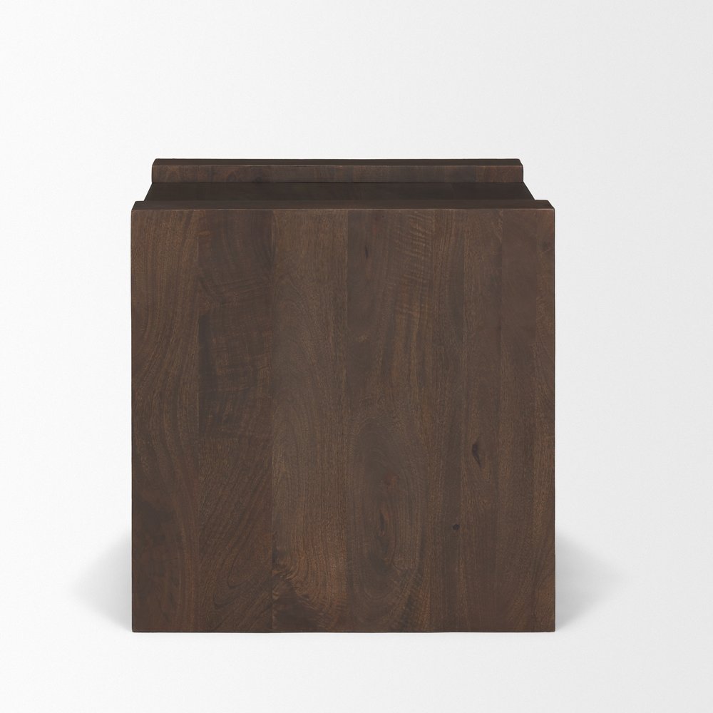 Dark Brown Solid Wood Square Sled End Table - 22-inch