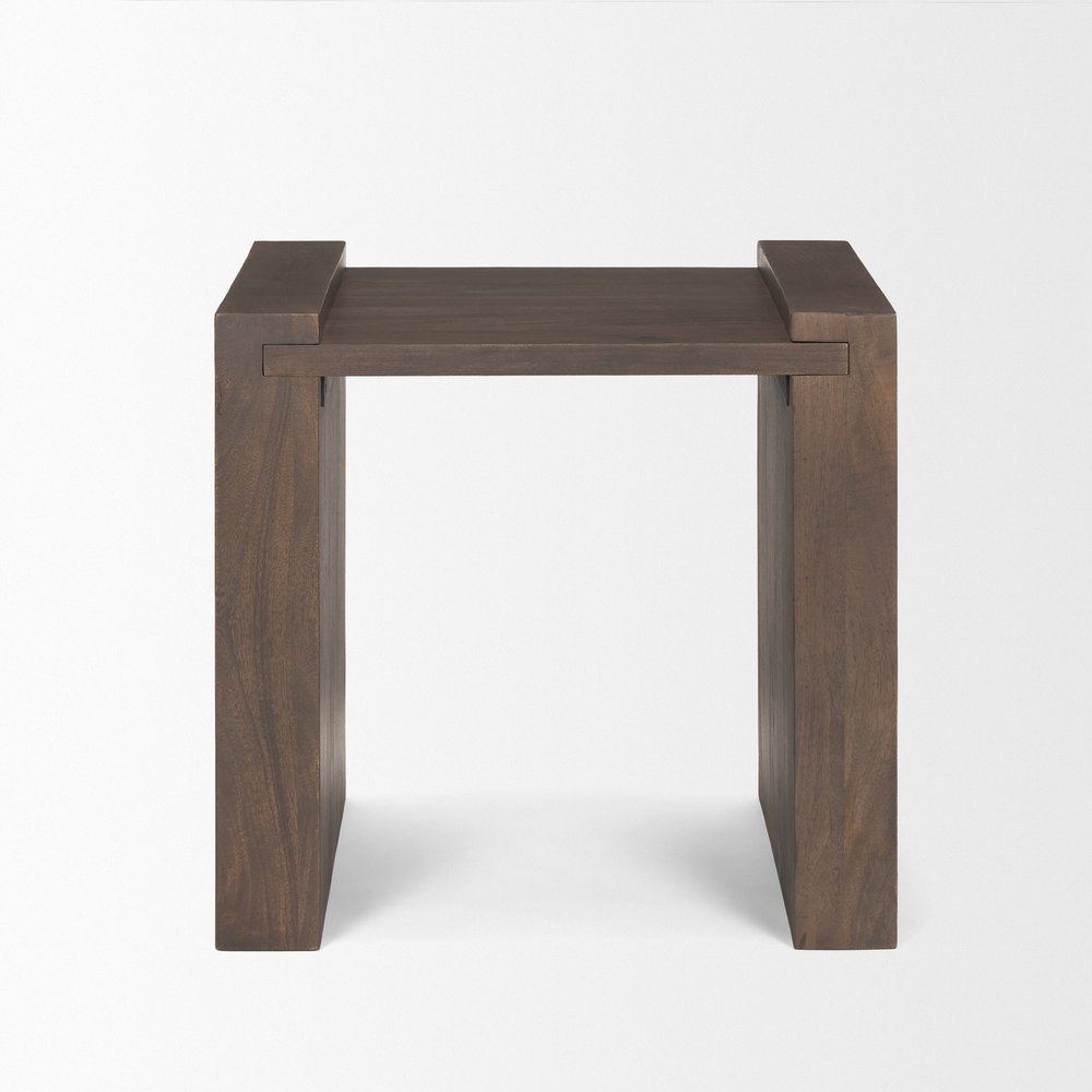 Dark Brown Solid Wood Square Sled End Table - 22-inch