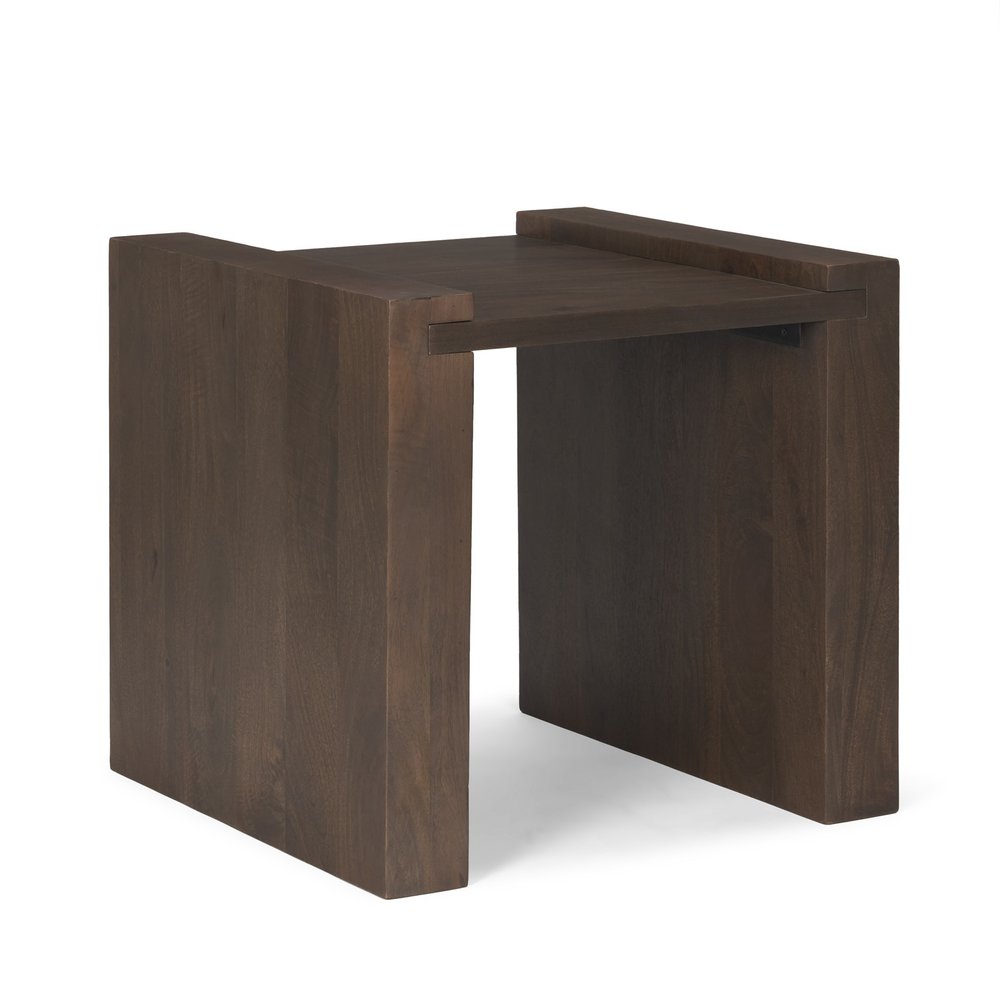 Dark Brown Solid Wood Square Sled End Table - 22-inch