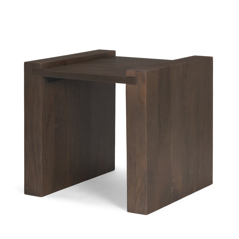 Dark Brown Solid Wood Square Sled End Table - 22-inch