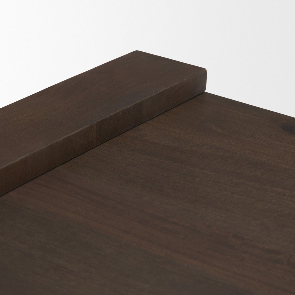 Dark Brown Solid Wood Square Sled End Table - 22-inch