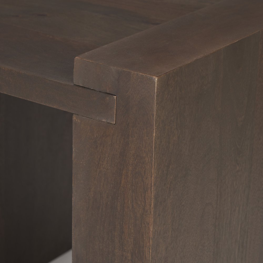 Dark Brown Solid Wood Square Sled End Table - 22-inch