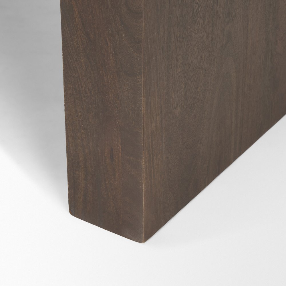 Dark Brown Solid Wood Square Sled End Table - 22-inch