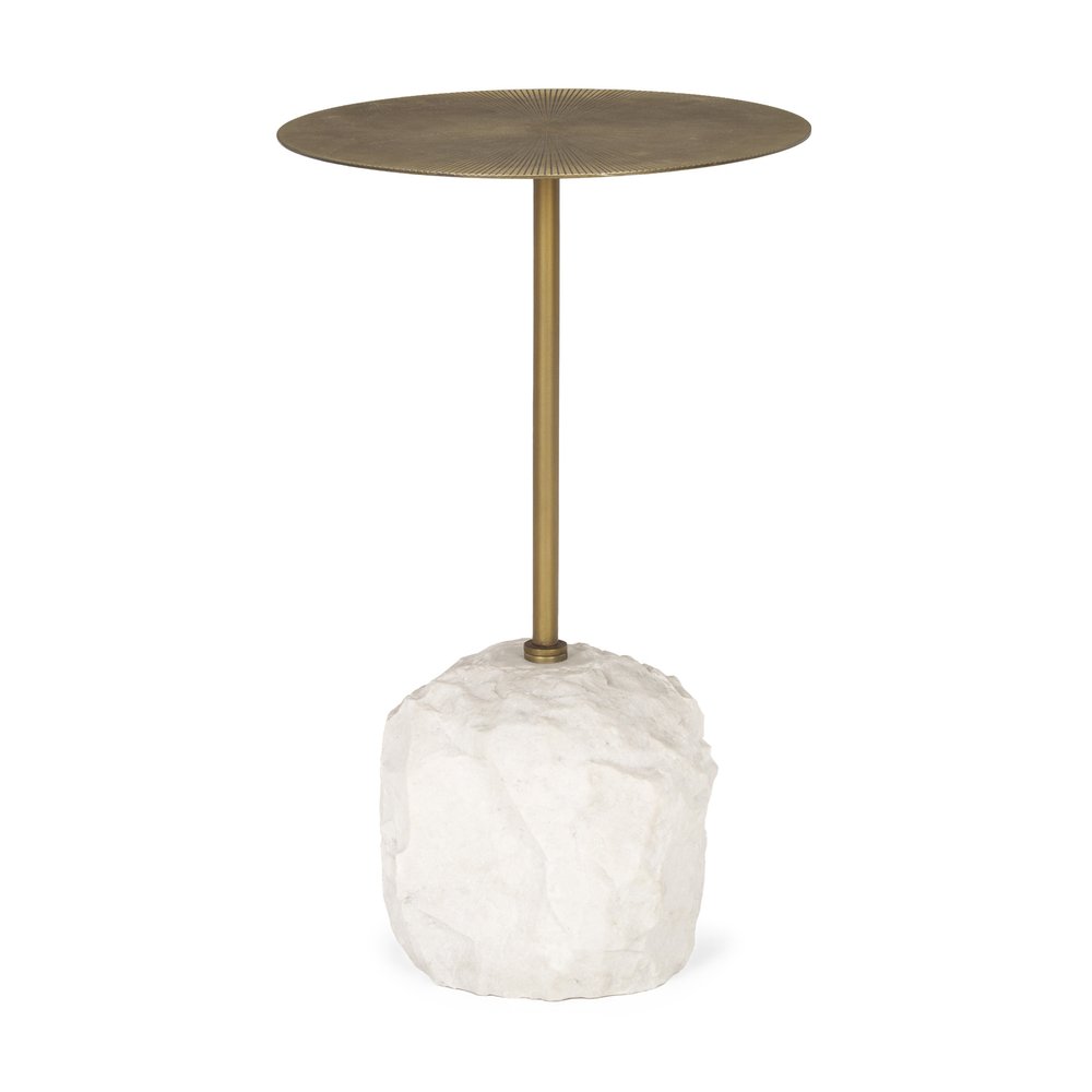 Gold and White Iron and Wood Tray Table - 15-inch