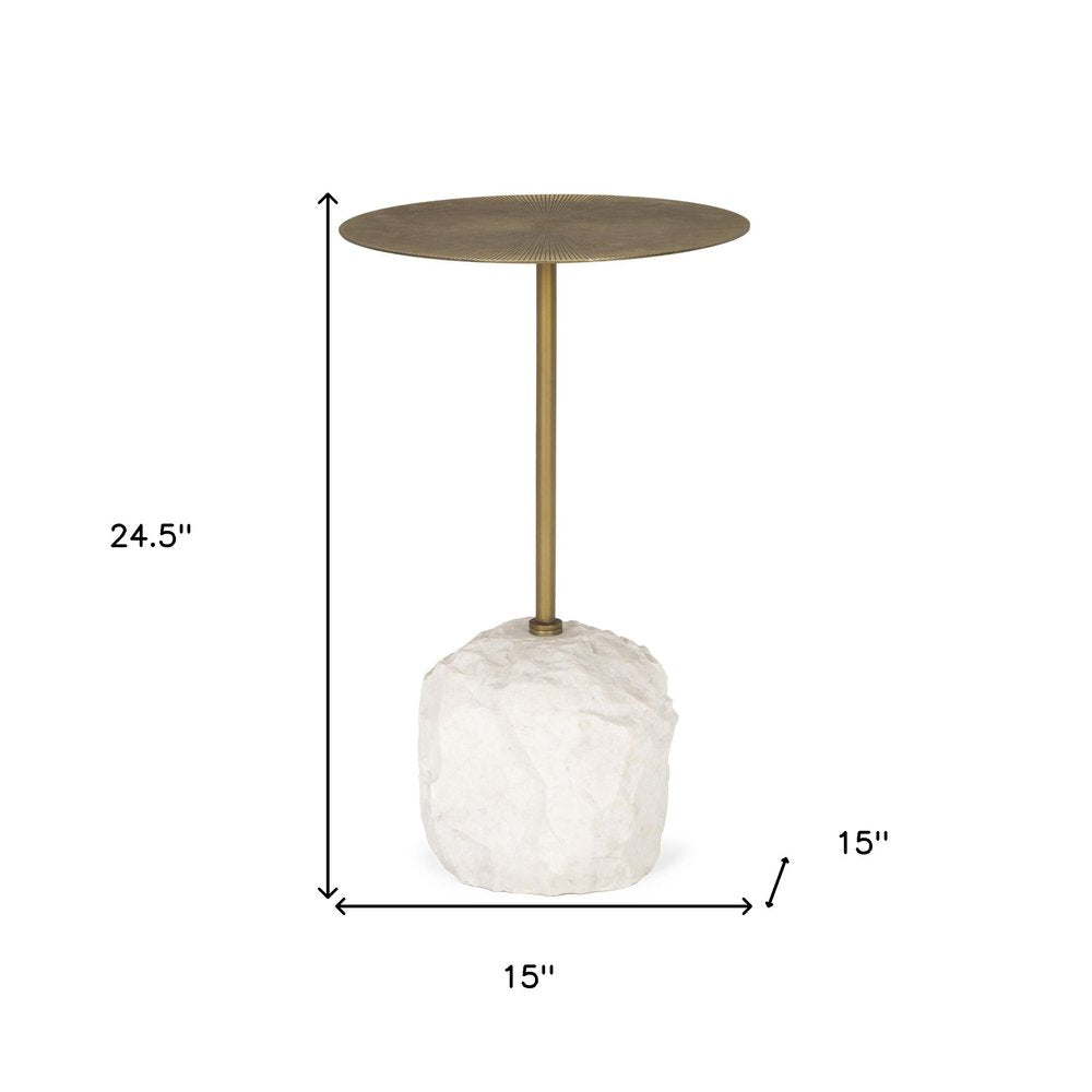Gold and White Iron and Wood Tray Table - 15-inch