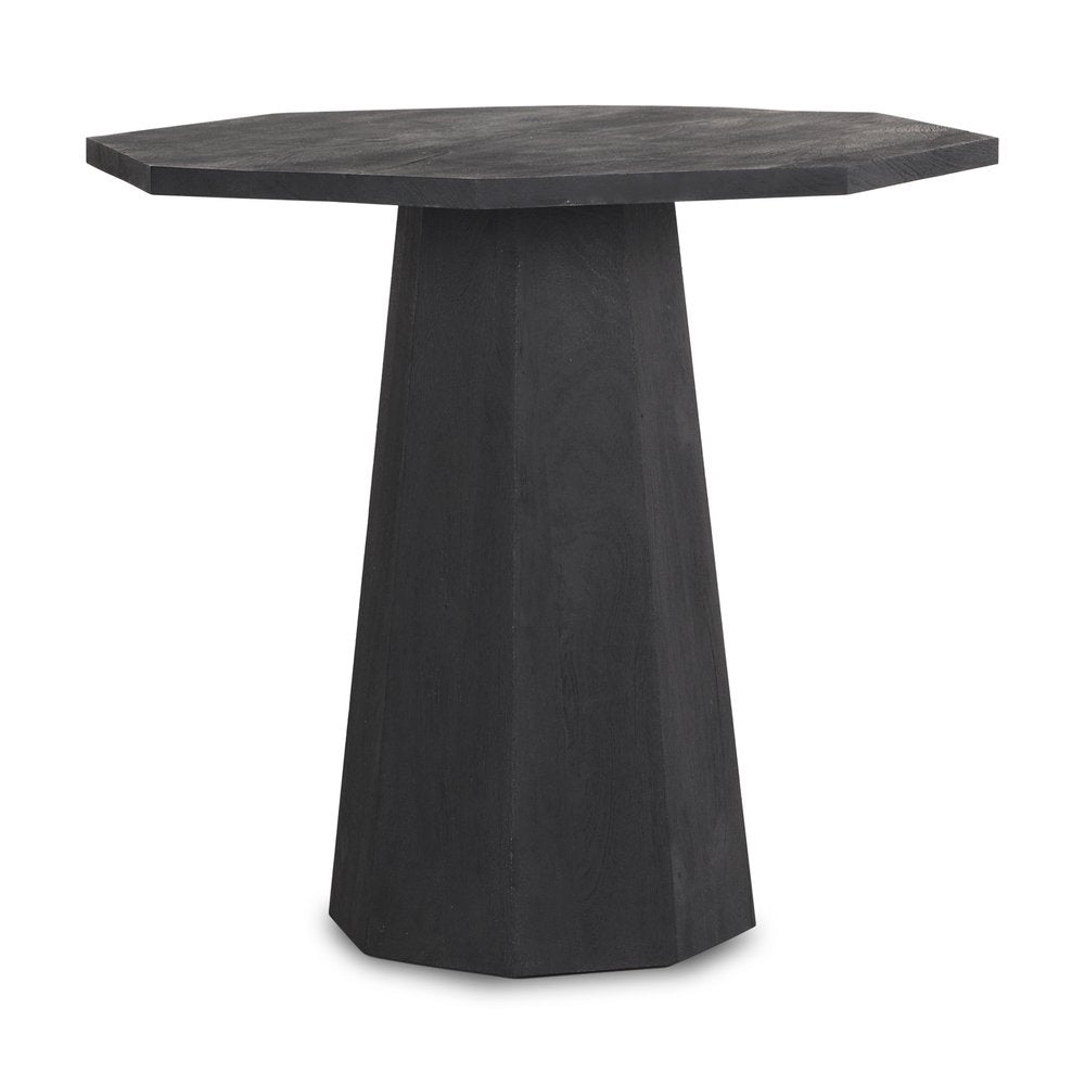 Black Solid Wood Hexagonal Pedestal End Table - 30-inch