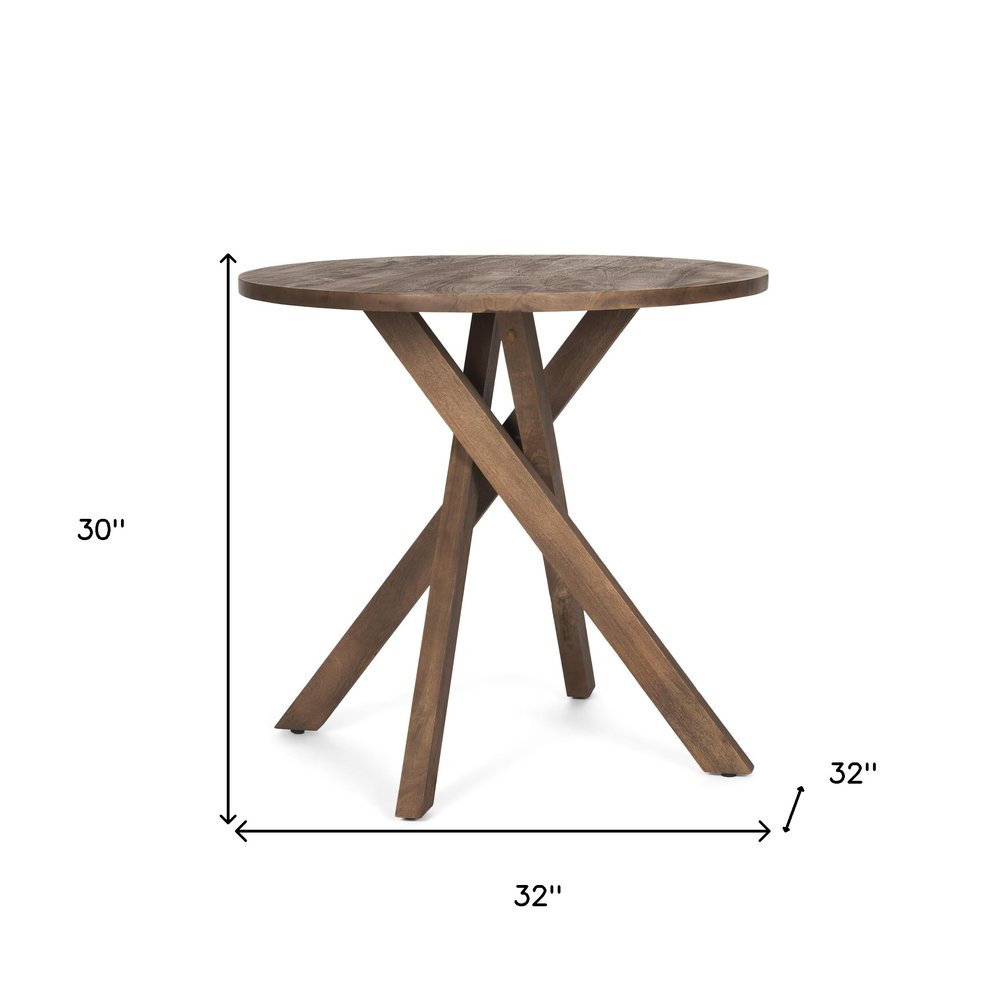 Brown Solid Wood and Wood Tray Table - 32-inch