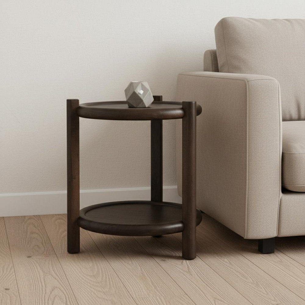 Dark Brown Solid Wood Tray Table - 24-inch