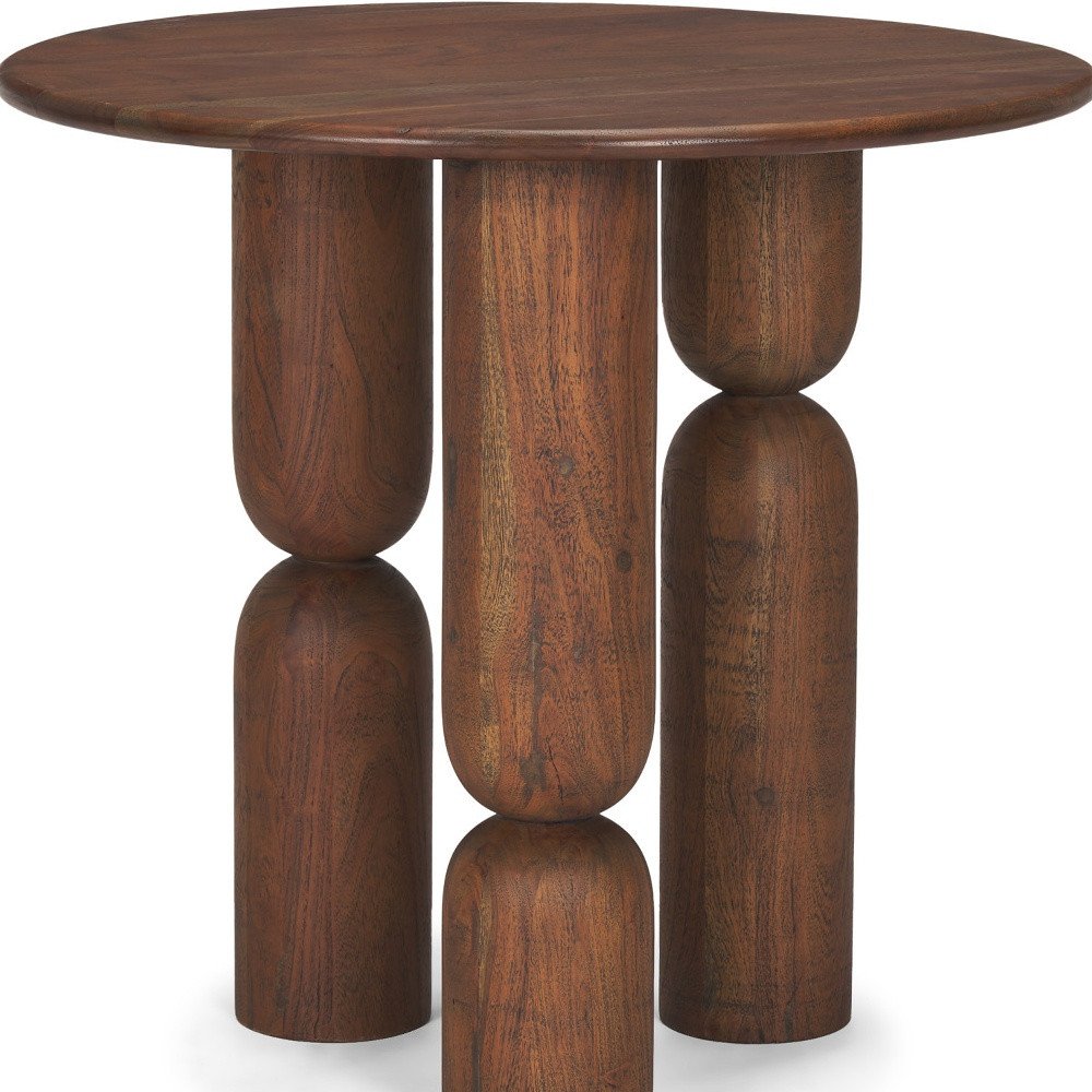Brown Solid Wood and Wood Tray Table - 32-inch